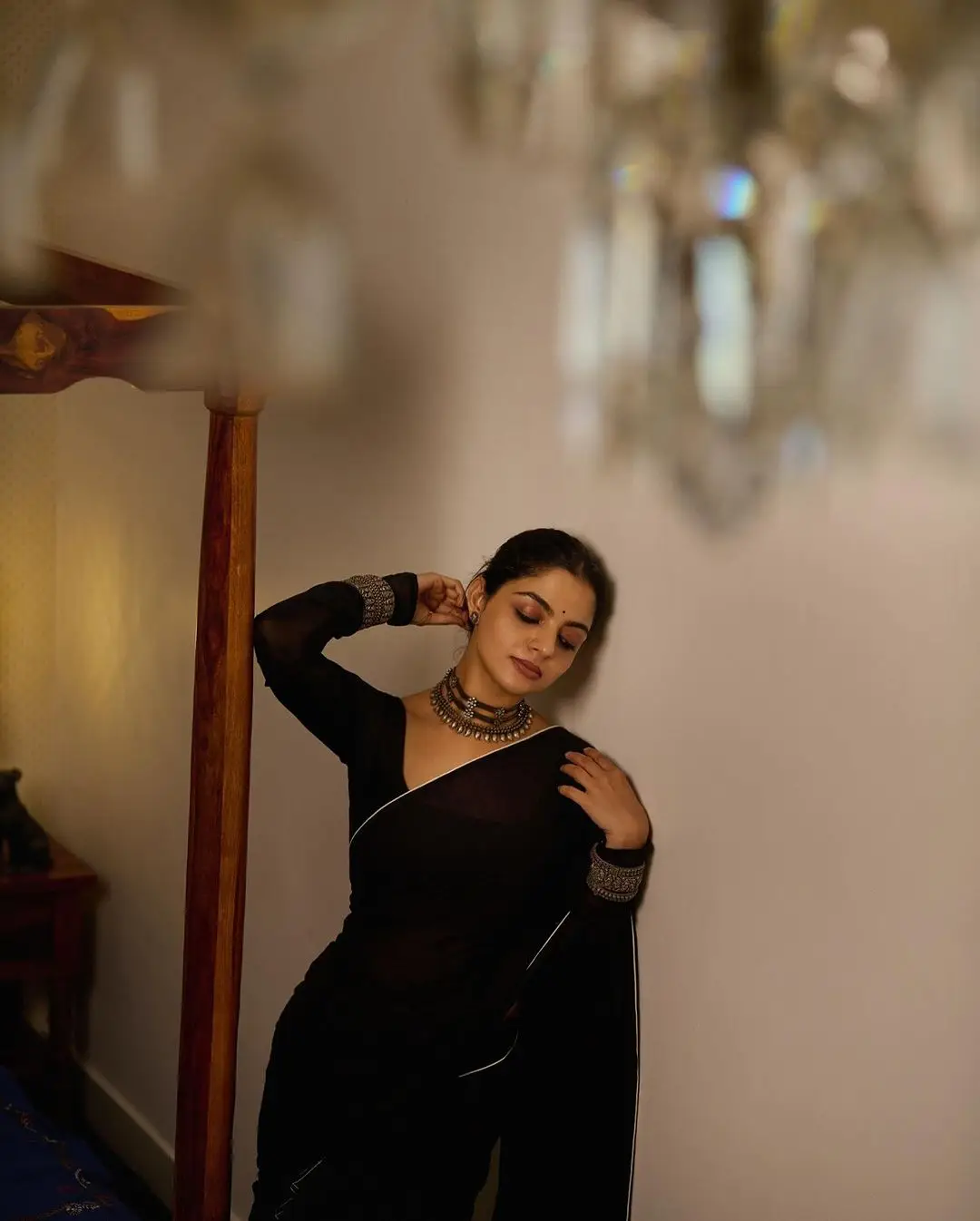 Actress Nikhila Vimal In South Indian Traditional Black Saree